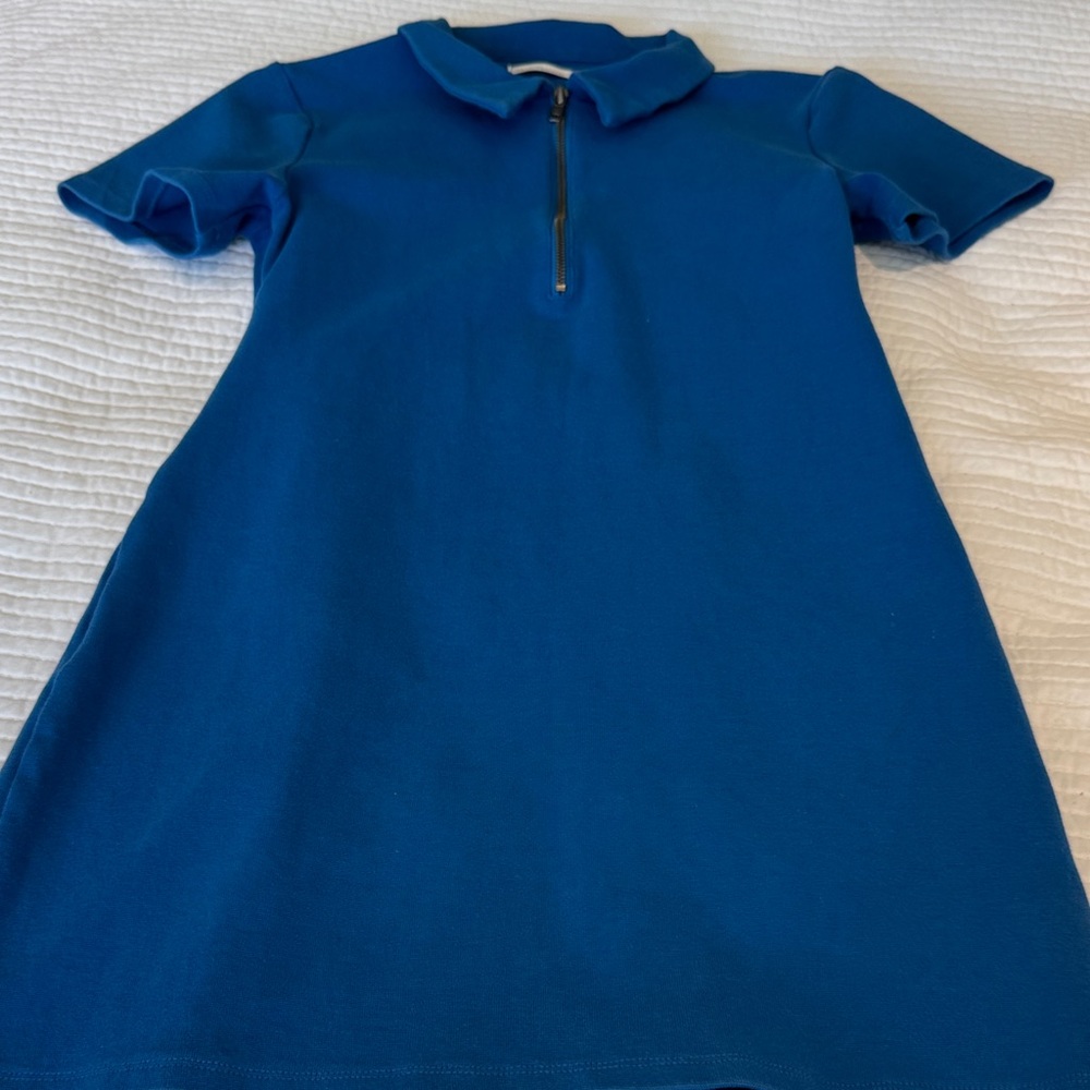 Blue Zip-Up Polo Dress